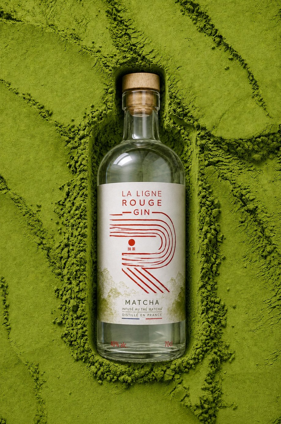 La Ligne Rouge Matcha, bouteille sur matcha